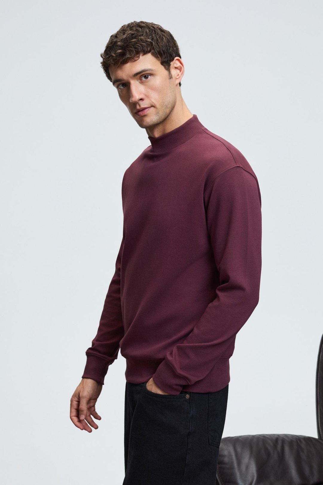 QUILLA Erkek Yarım Balıkçı Basic Bordo Sweatshirt