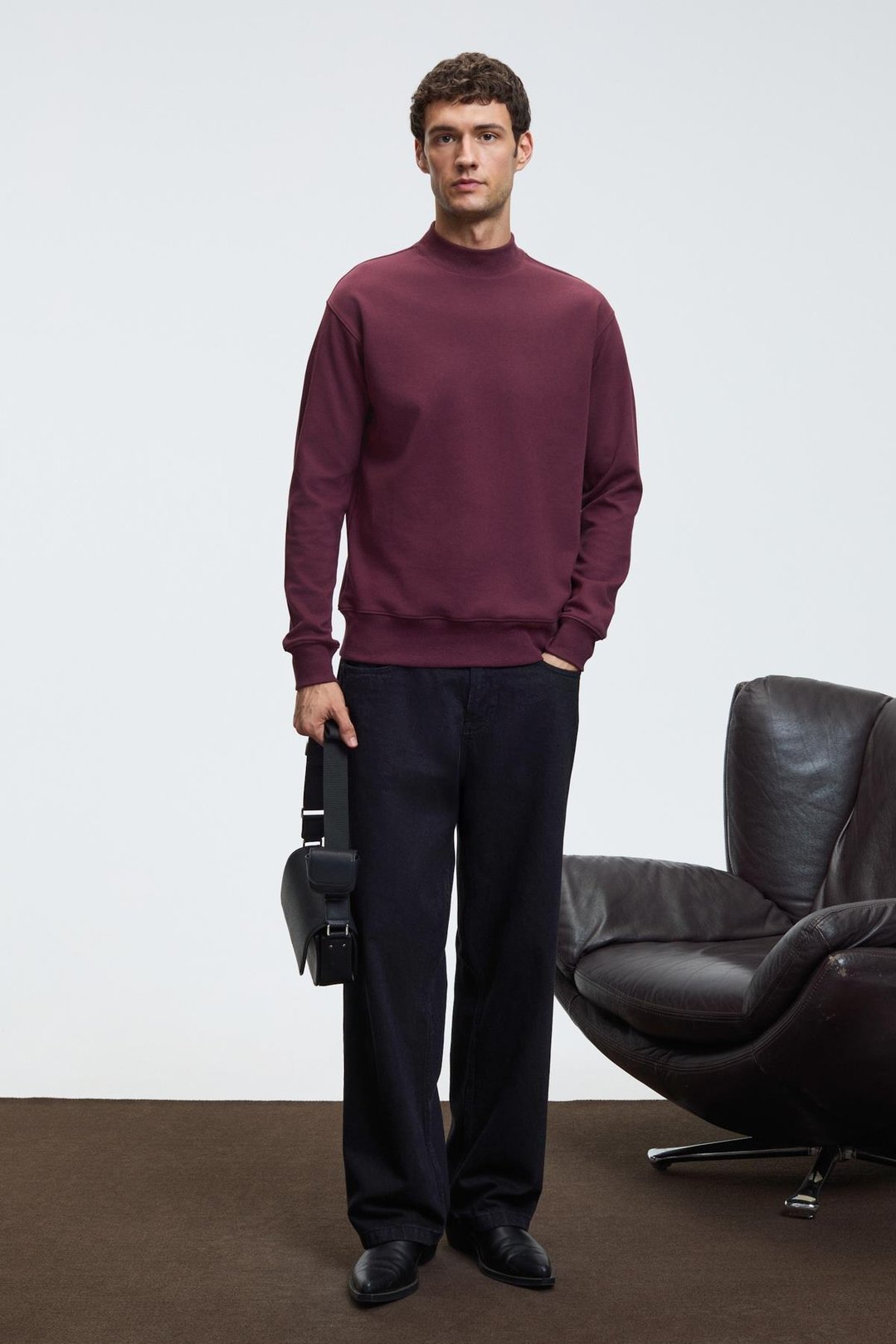 QUILLA Erkek Yarım Balıkçı Basic Bordo Sweatshirt
