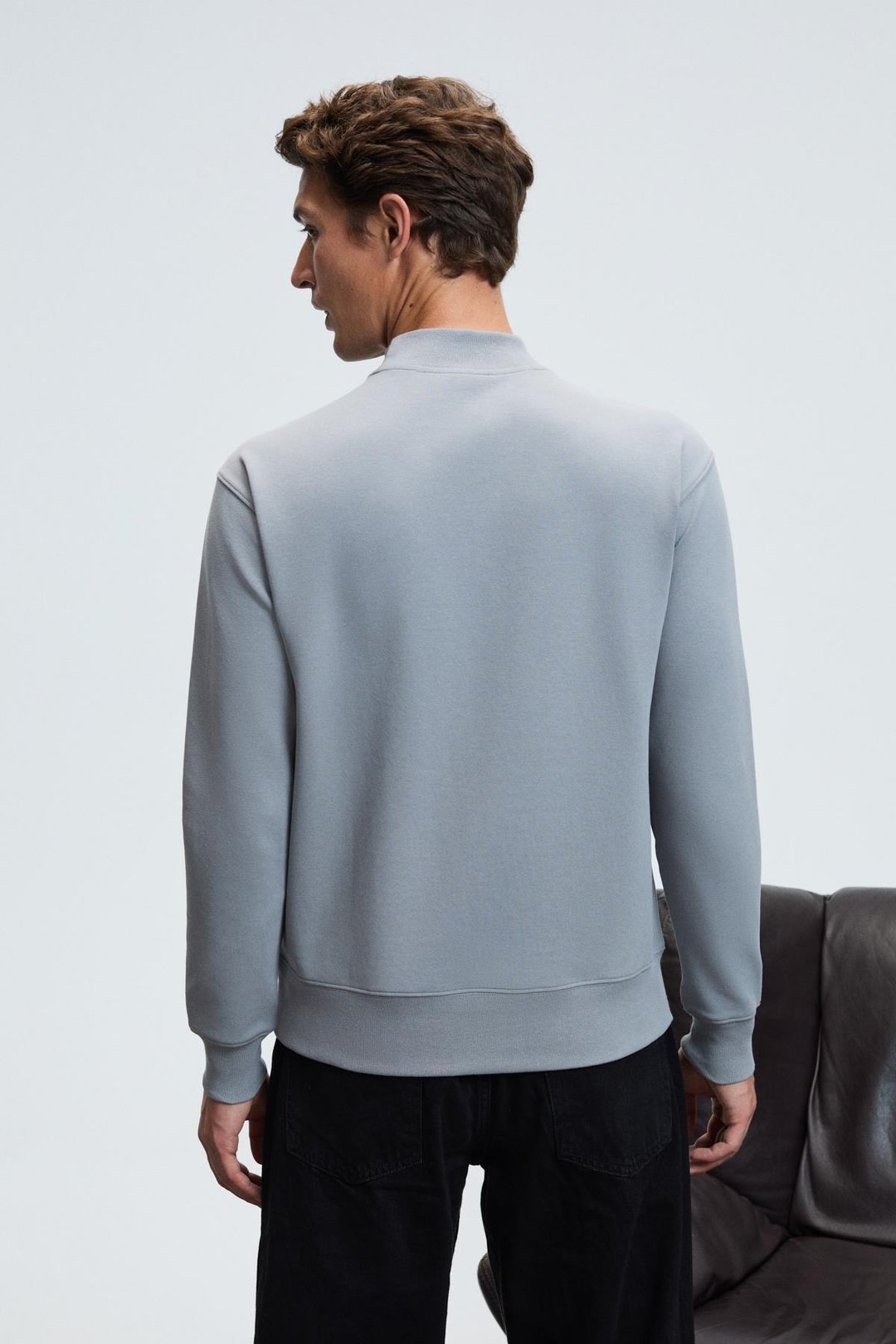 QUILLA Erkek Yarım Balıkçı Basic Gri Sweatshirt