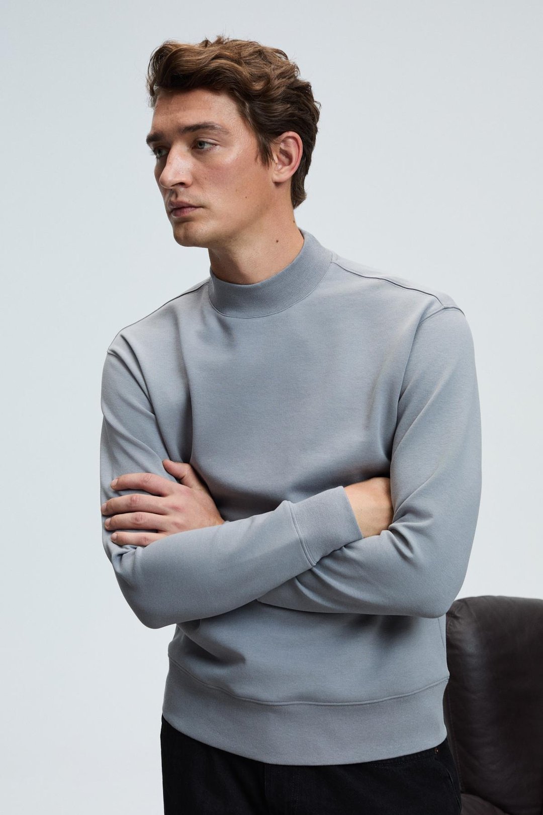 QUILLA Erkek Yarım Balıkçı Basic Gri Sweatshirt