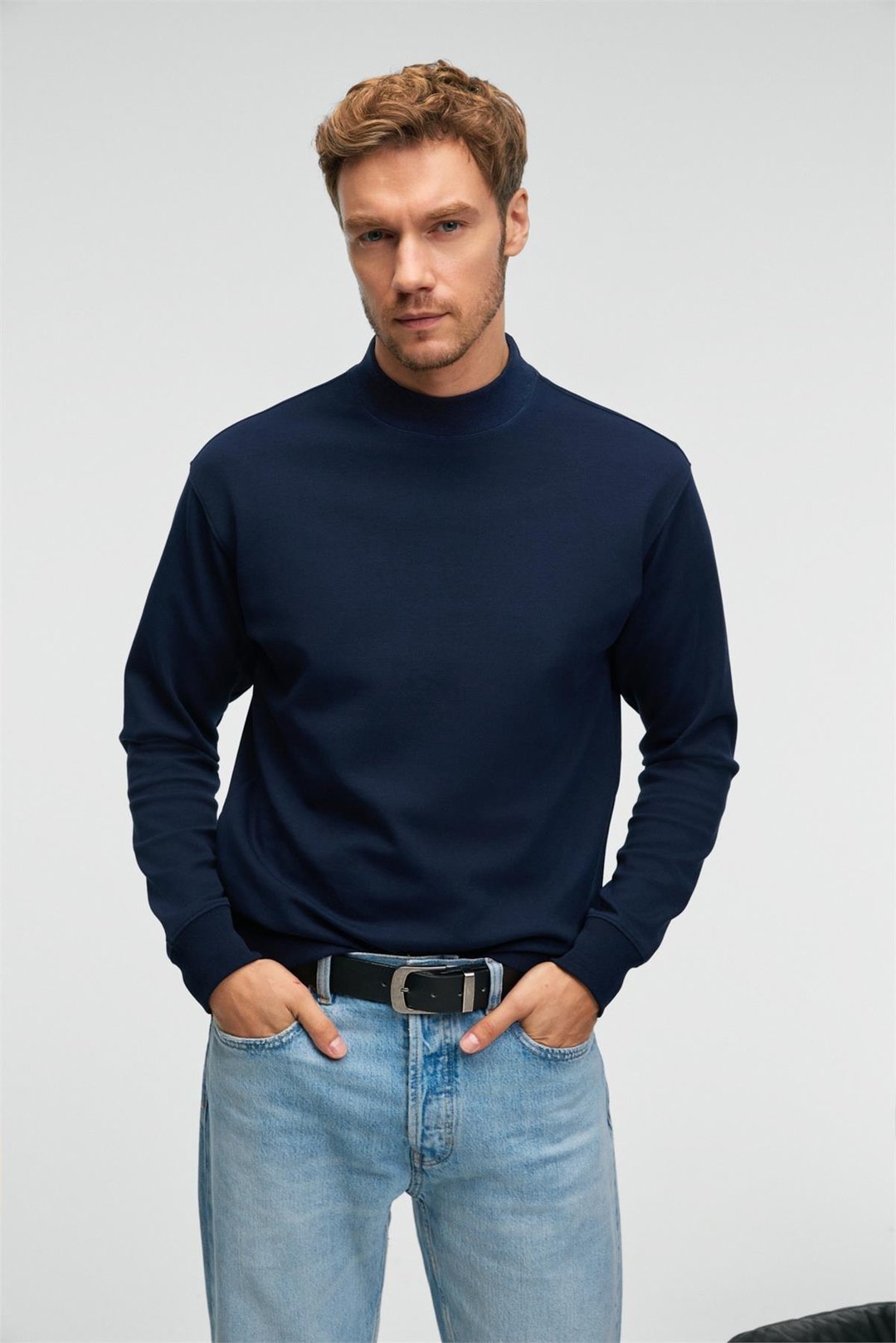 QUILLA Erkek Yarım Balıkçı Basic Lacivert Sweatshirt