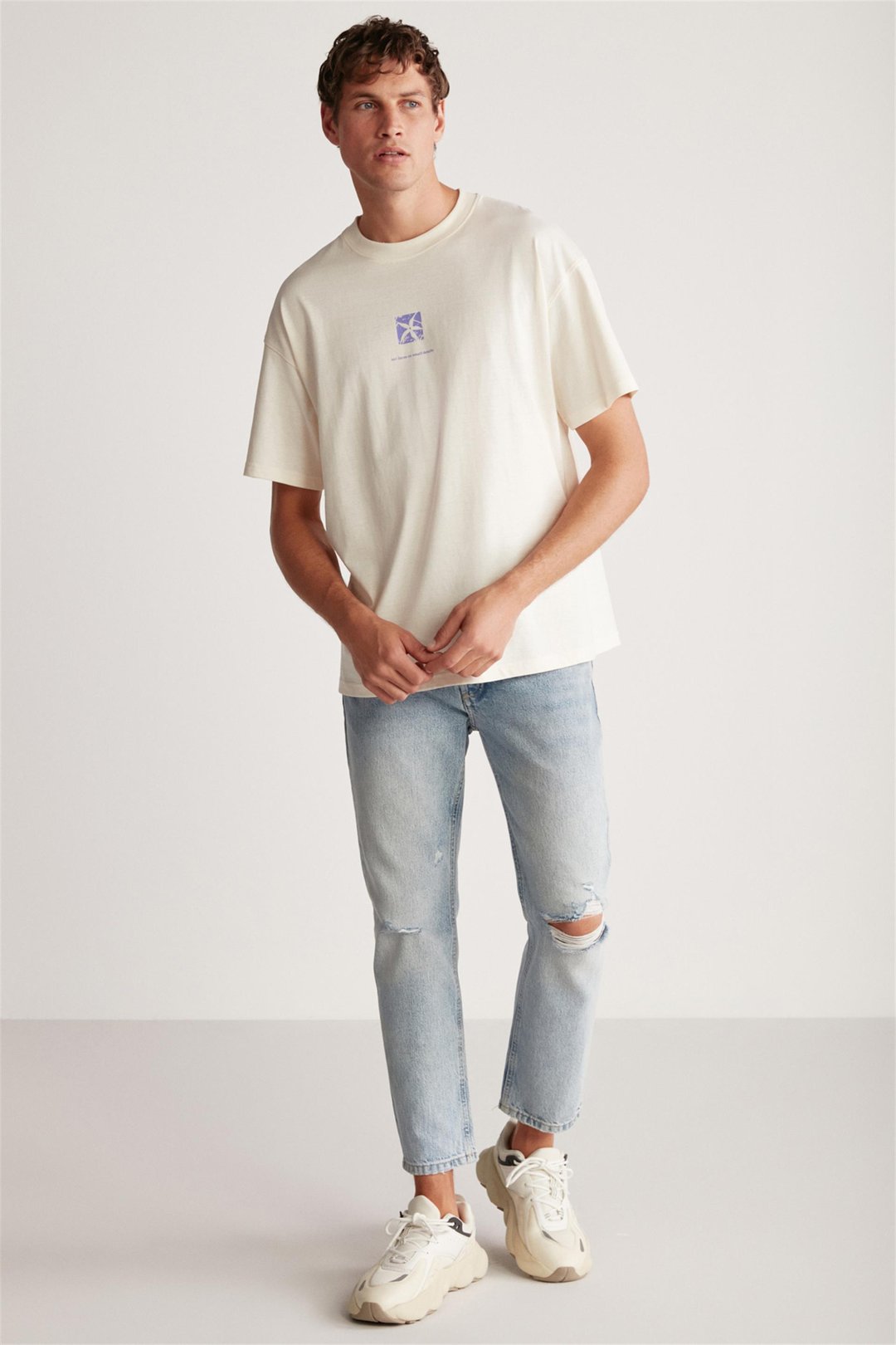QUINCY Örme Regular Vanilya Tekli T-Shirt