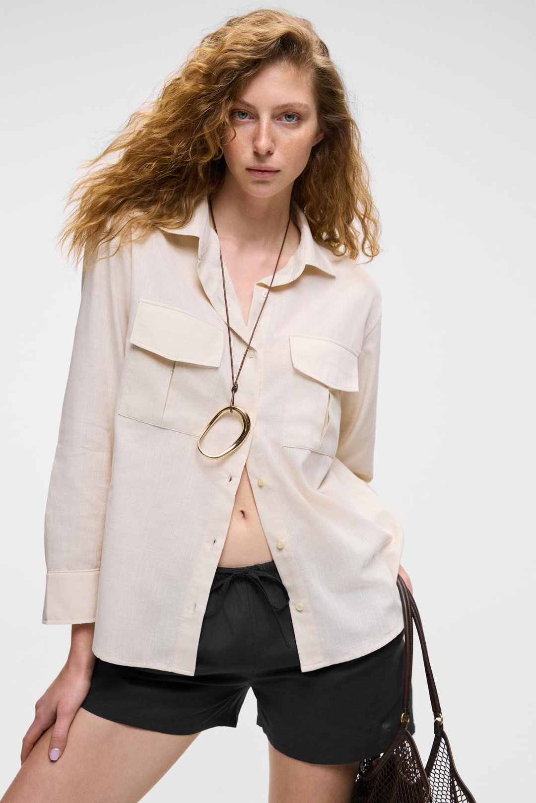 QUINETA Kadın %100 Pamuk Keten Görünümlü Rahat Regular Fit Siyah Şort