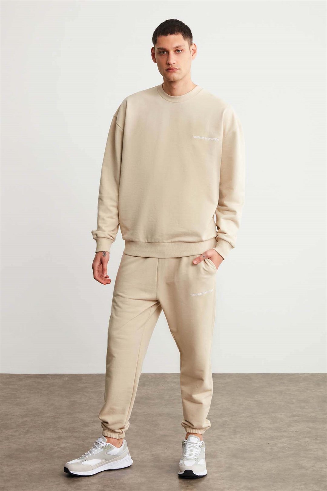 RAIROK Örme Comfort Fit Bej  Sweatshirt