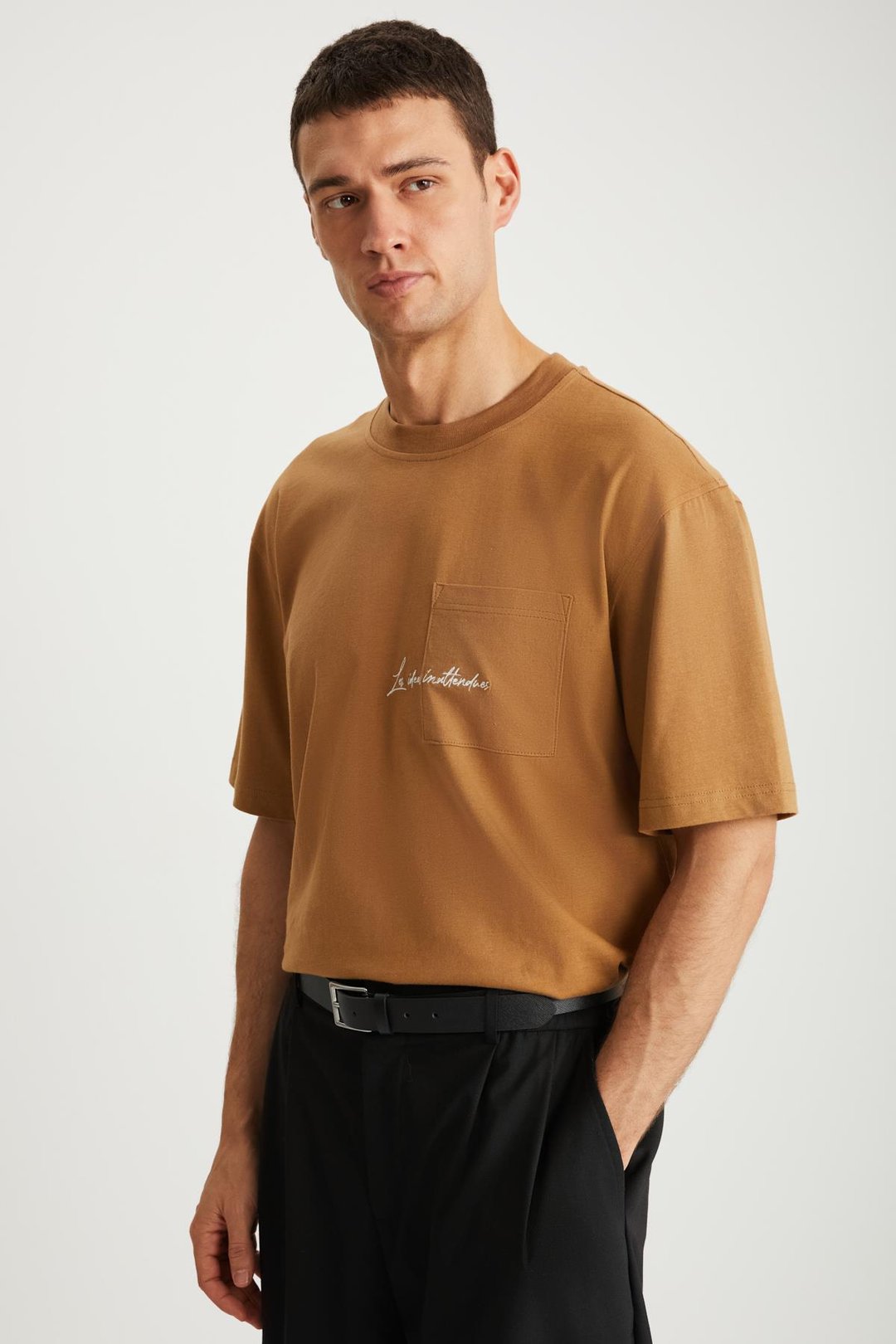 RAMADAN  Comfort Kahverengi Tekli T-Shirt