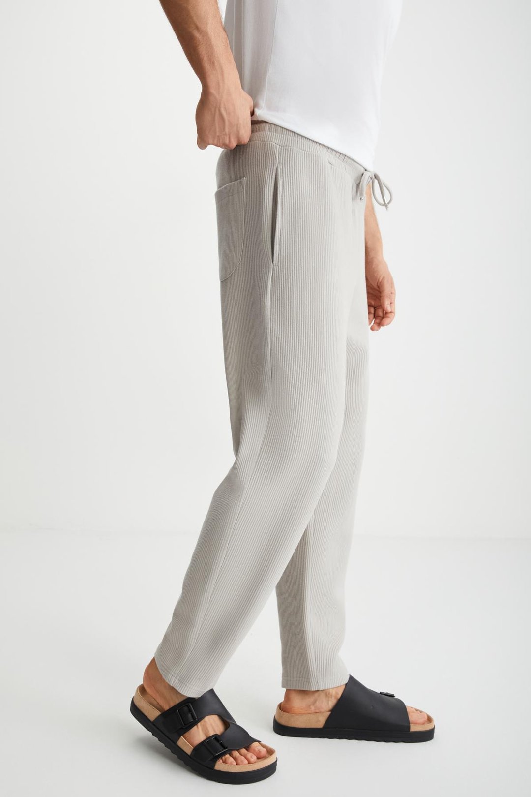 RAMADAN  Regular Bej Tekli Eşofman Altı