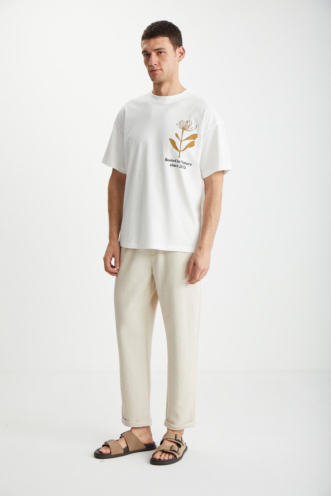 RAMADAN  Regular Bej Tekli Eşofman Altı