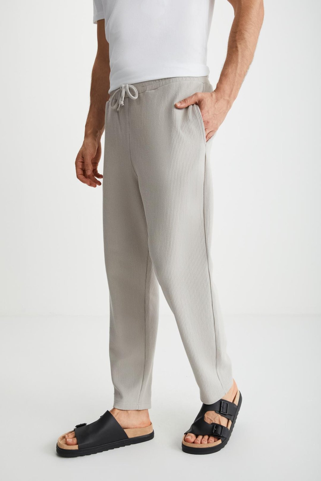 RAMADAN  Regular Bej Tekli Eşofman Altı