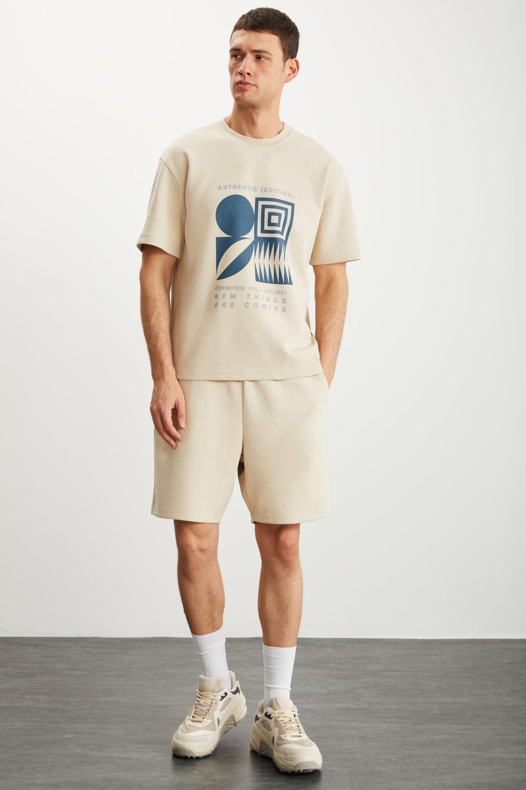 RAMADAN  Regular Bej Tekli T-Shirt