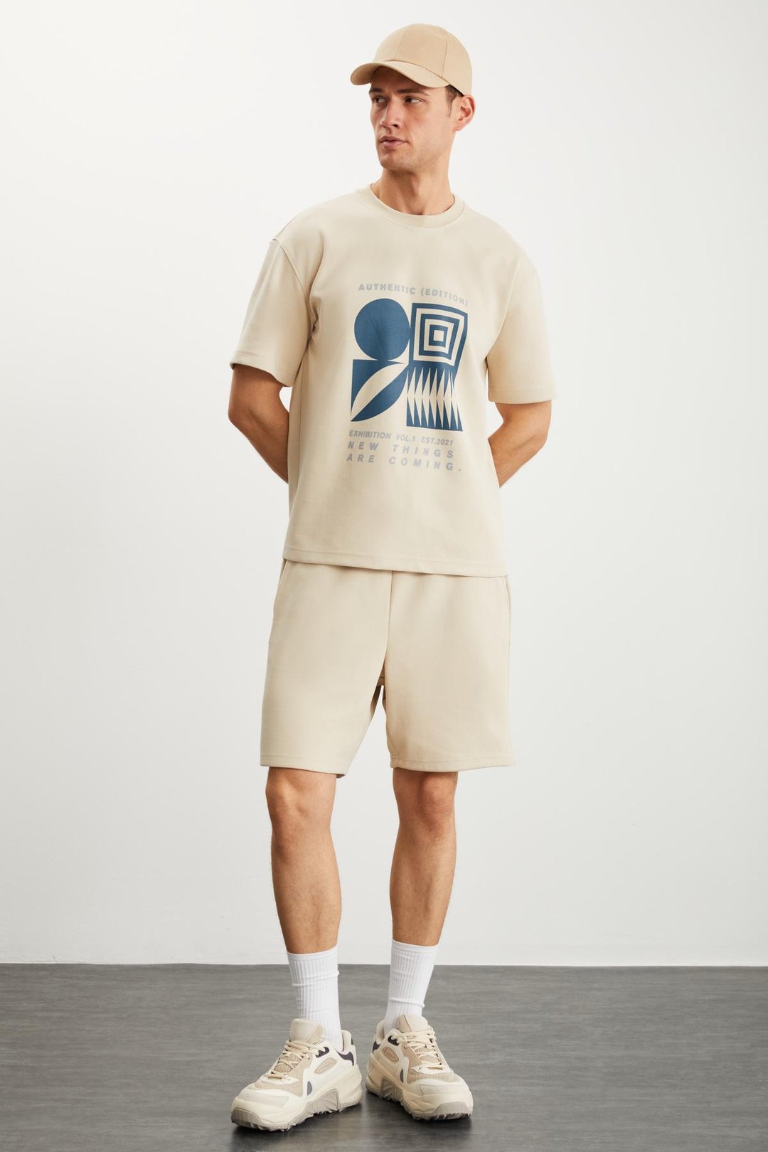 RAMADAN  Regular Bej Tekli T-Shirt