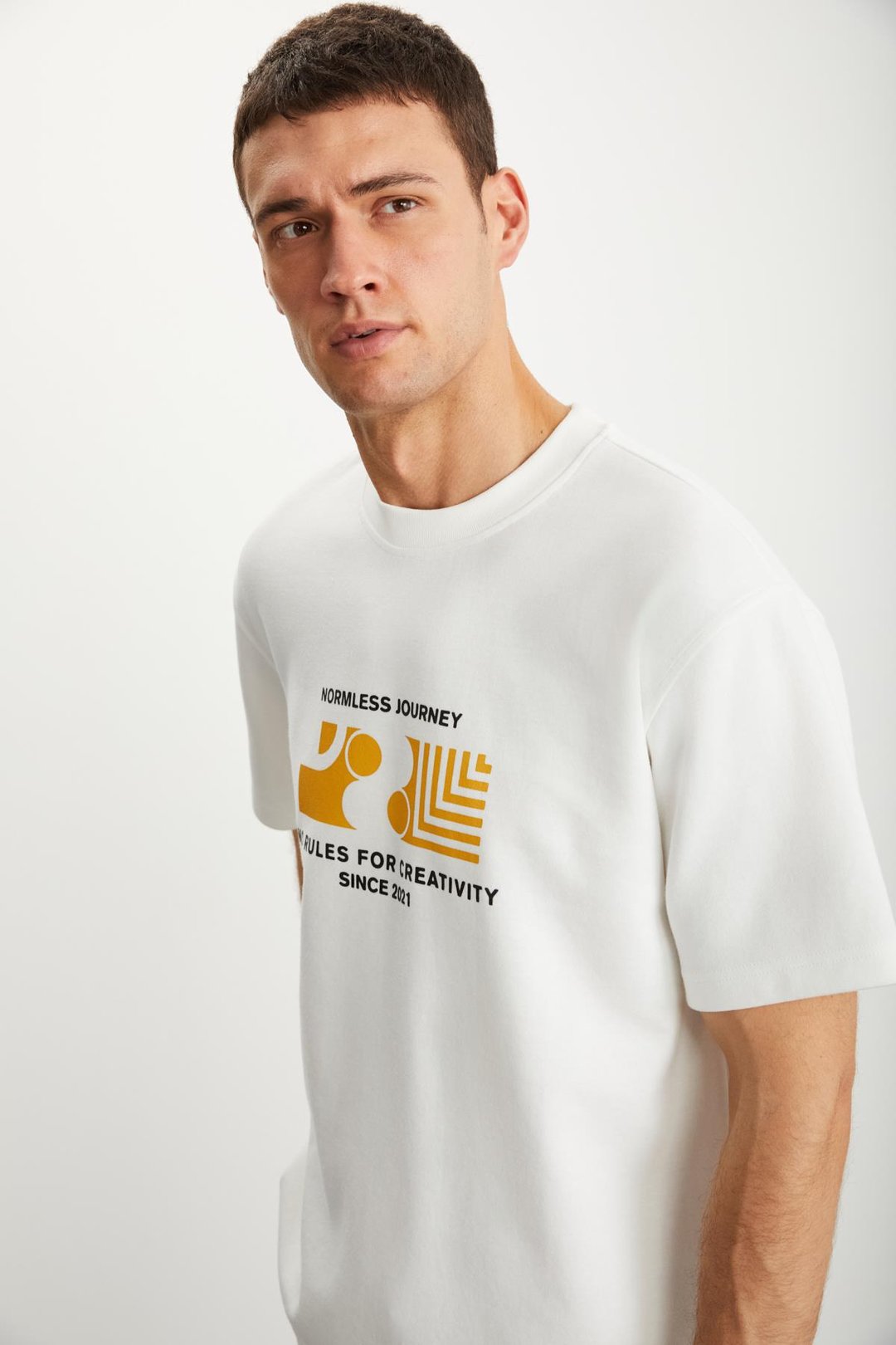 RAMADAN  Regular Ekru Tekli T-Shirt