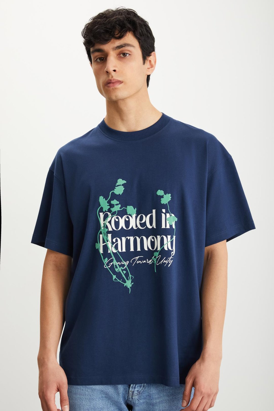 RAMADAN  Regular Lacivert Tekli T-Shirt