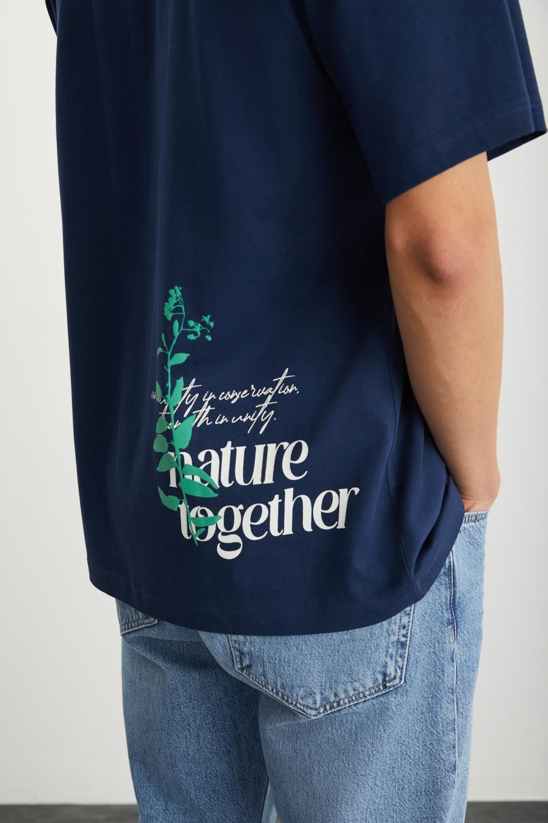 RAMADAN  Regular Lacivert Tekli T-Shirt