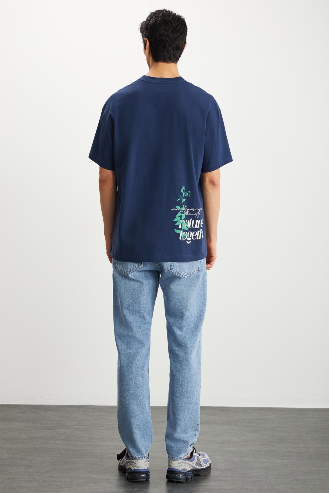 RAMADAN  Regular Lacivert Tekli T-Shirt