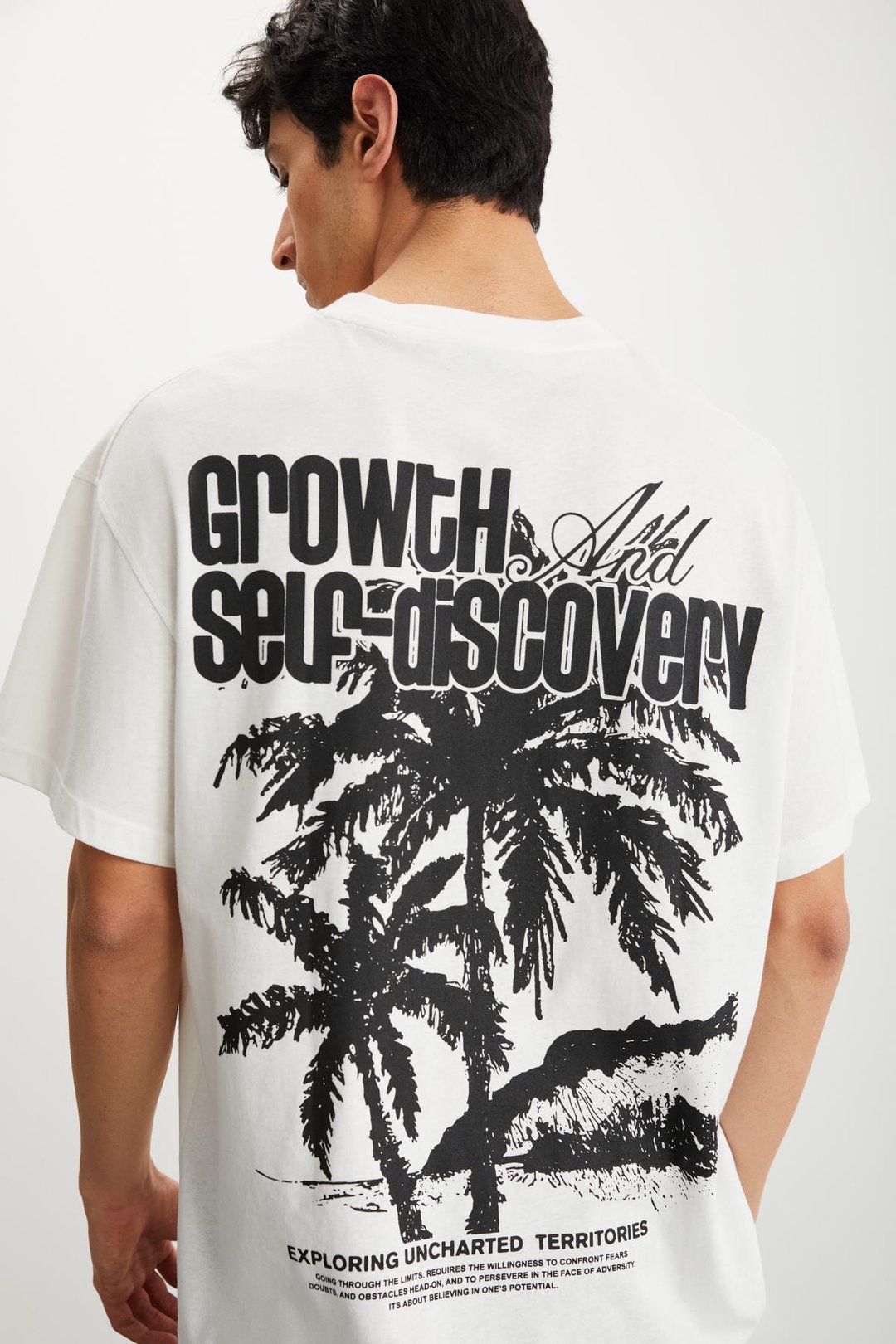 RAMADANP010 Erkek %100Pamuk Bisiklet Yaka Baskılı Ekru T-Shirt