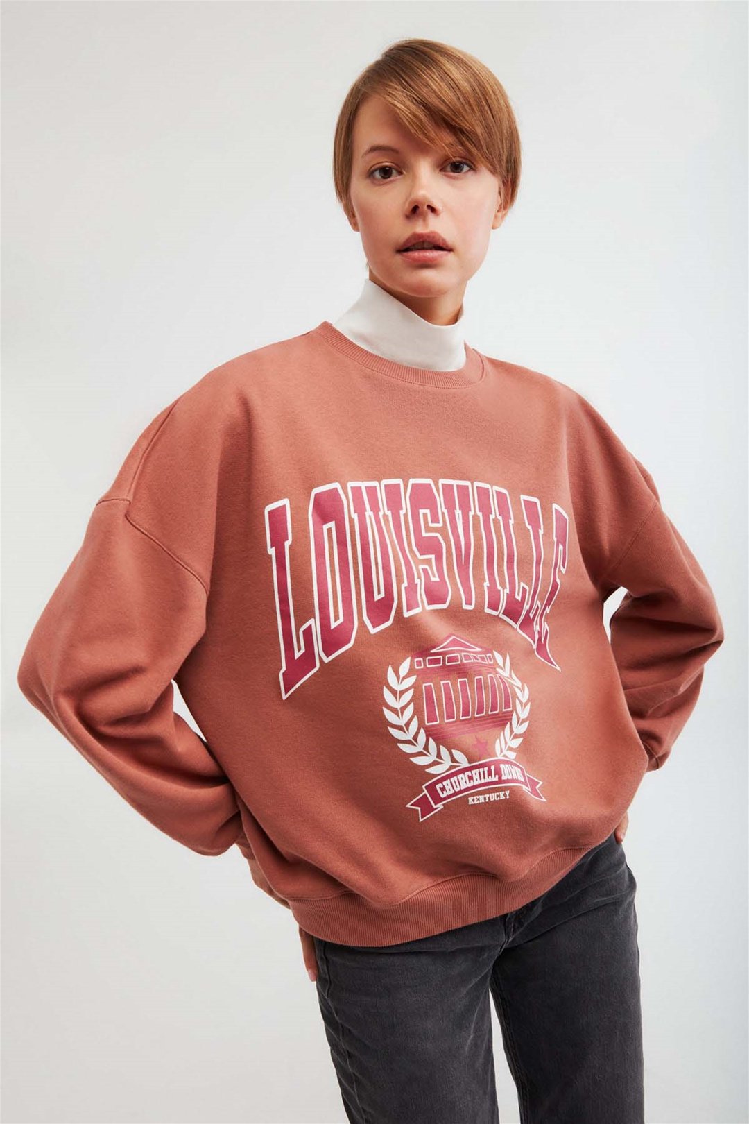 RAMONA Örme Oversize Kiremit Rengi  Sweatshirt