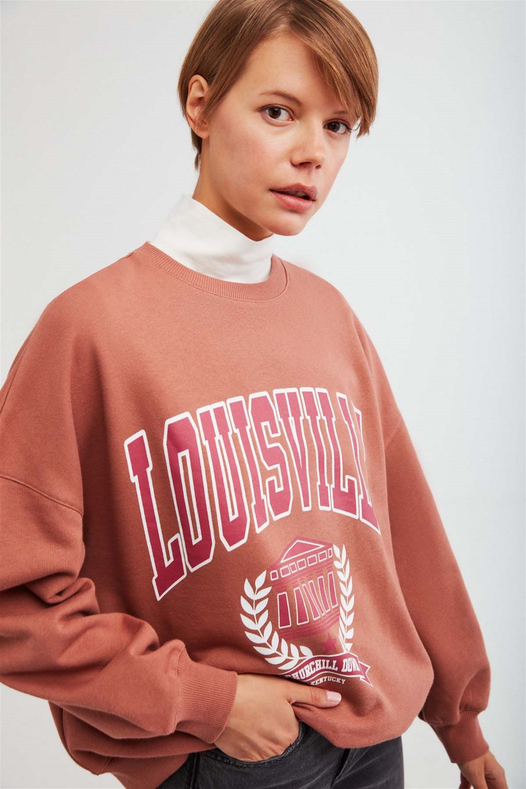 RAMONA Örme Oversize Kiremit Rengi  Sweatshirt