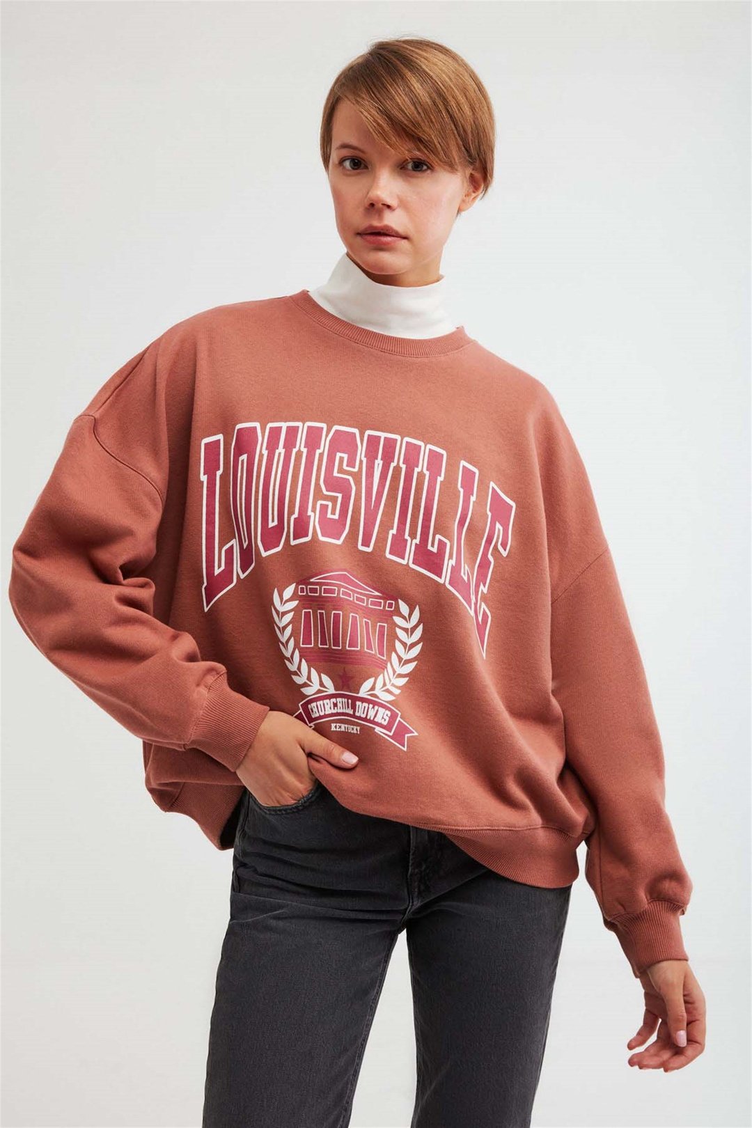 RAMONA Örme Oversize Kiremit Rengi  Sweatshirt