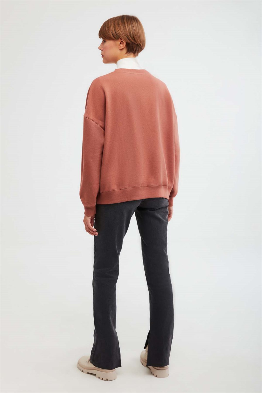 RAMONA Örme Oversize Kiremit Rengi  Sweatshirt