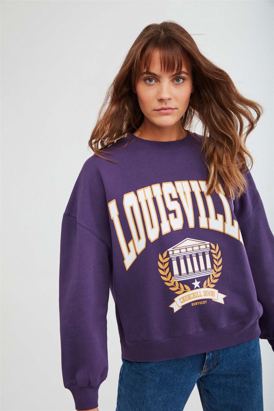 RAMONA Örme Oversize Mor  Sweatshirt