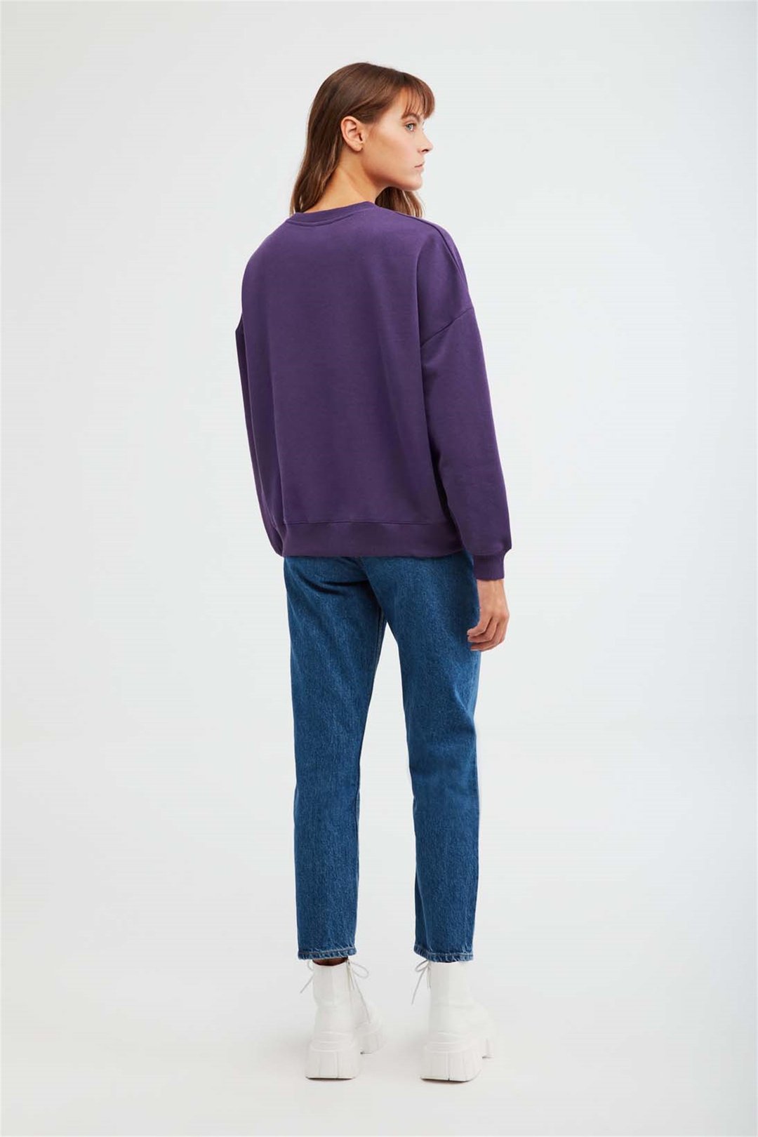 RAMONA Örme Oversize Mor  Sweatshirt