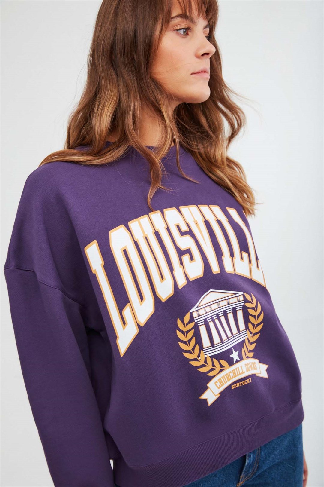 RAMONA Örme Oversize Mor  Sweatshirt