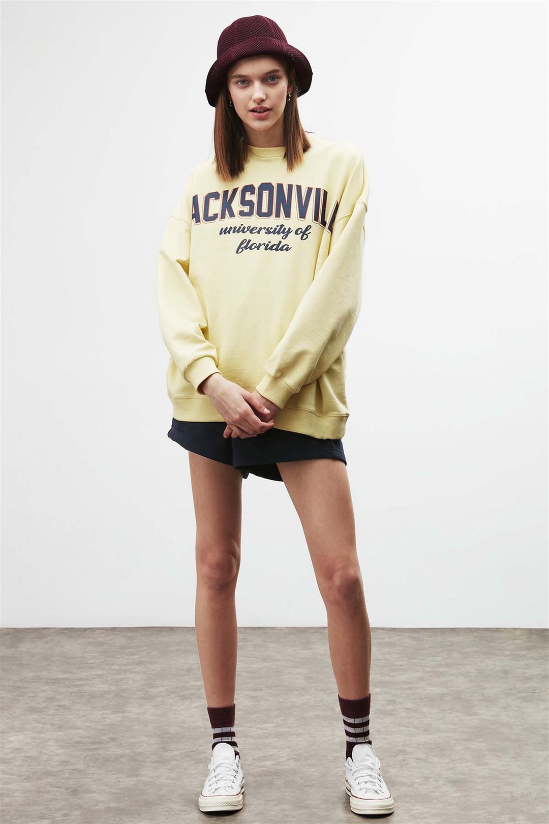 RAMONA Örme Oversize Sarı  Sweatshirt