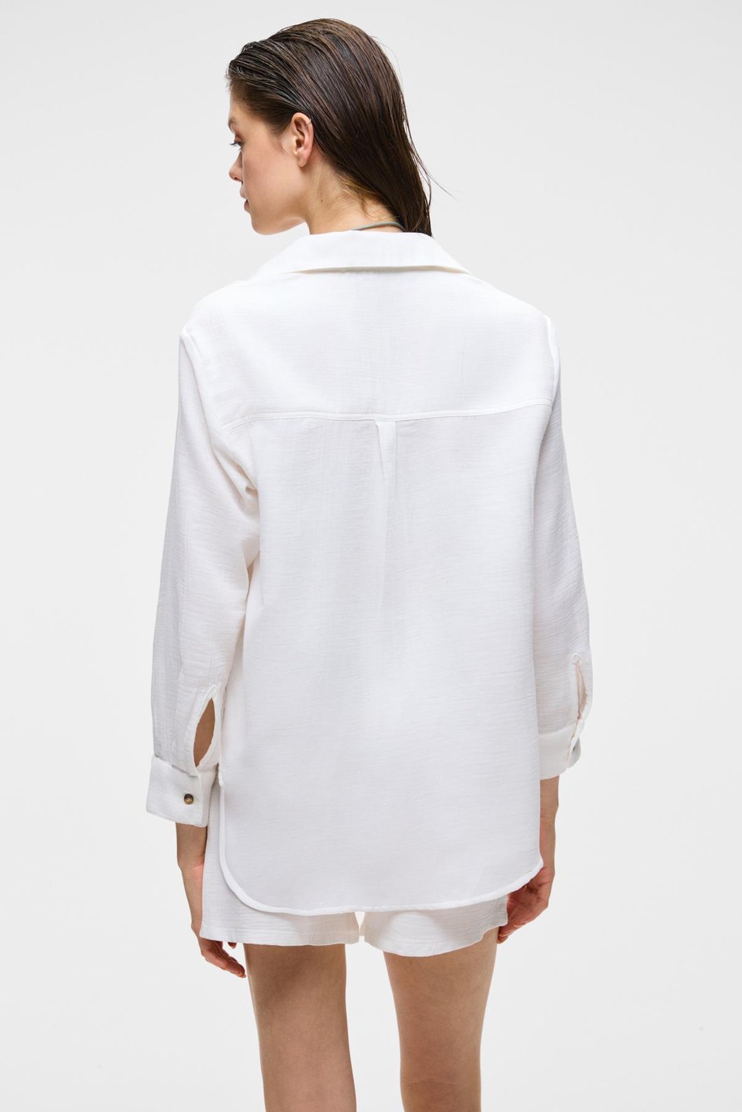 REA Kadın %100 Pamuk Rahat Kesim Regular Fit Ekru Gömlek