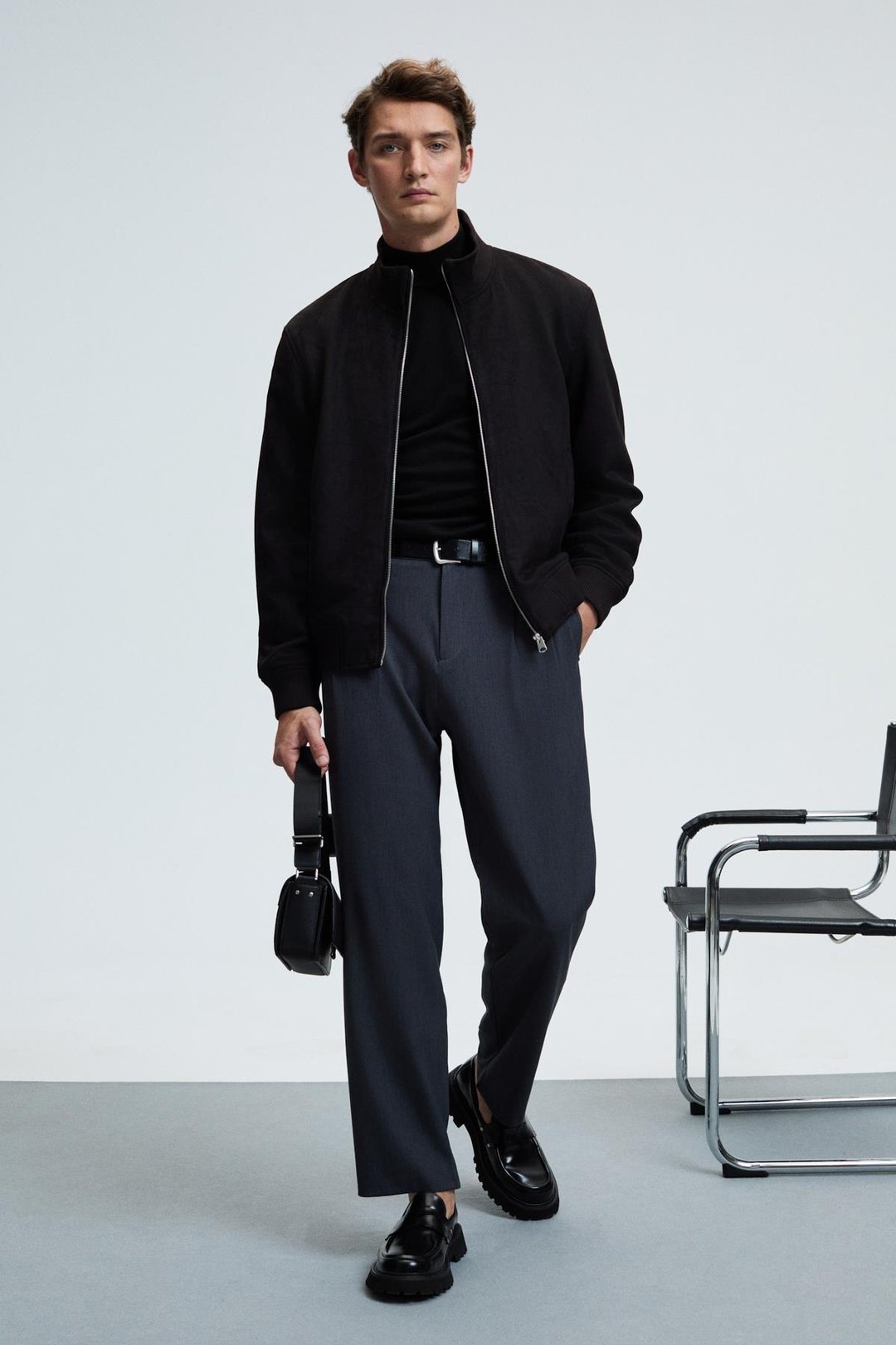 REBEL Erkek Yarım Balıkçı Yaka Basic Regular Fit Triko Siyah Kazak