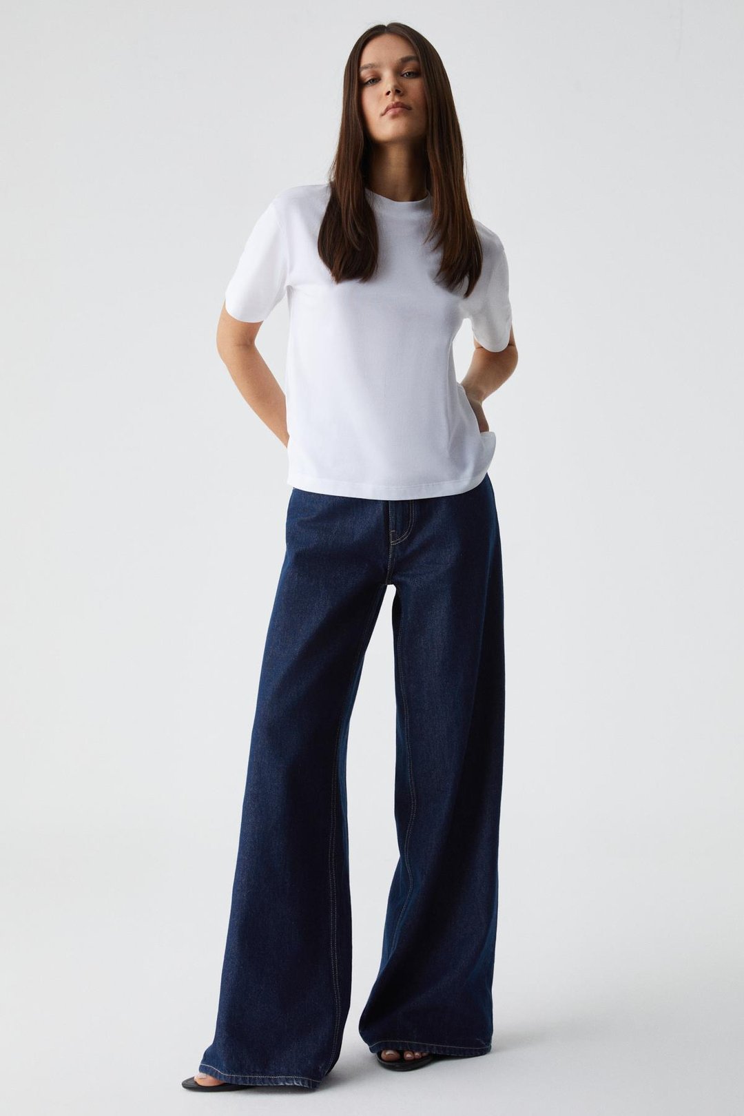 REMSOS Kadın Oversize Bisiklet Yaka Kısa Kol Beyaz T-Shirt