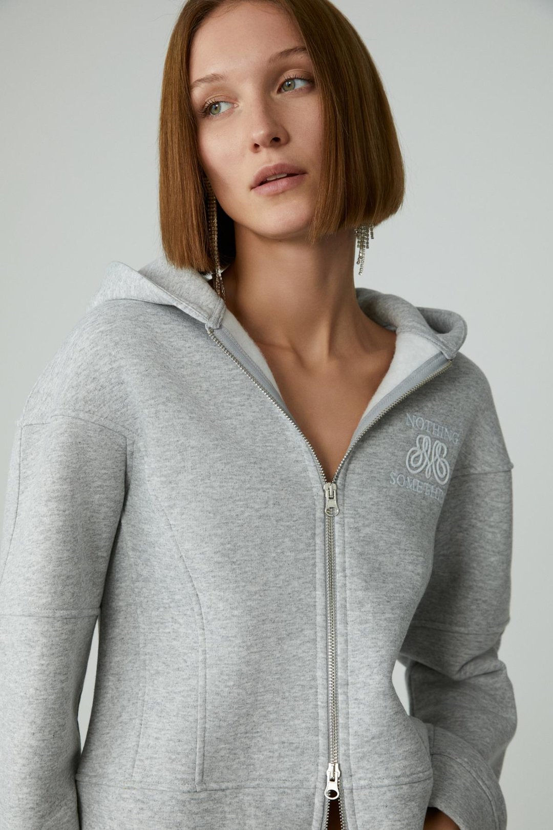 ROBINA Kadın Şardonlu Kapüşonlu Nakış Detaylı Grimelanj Sweatshirt