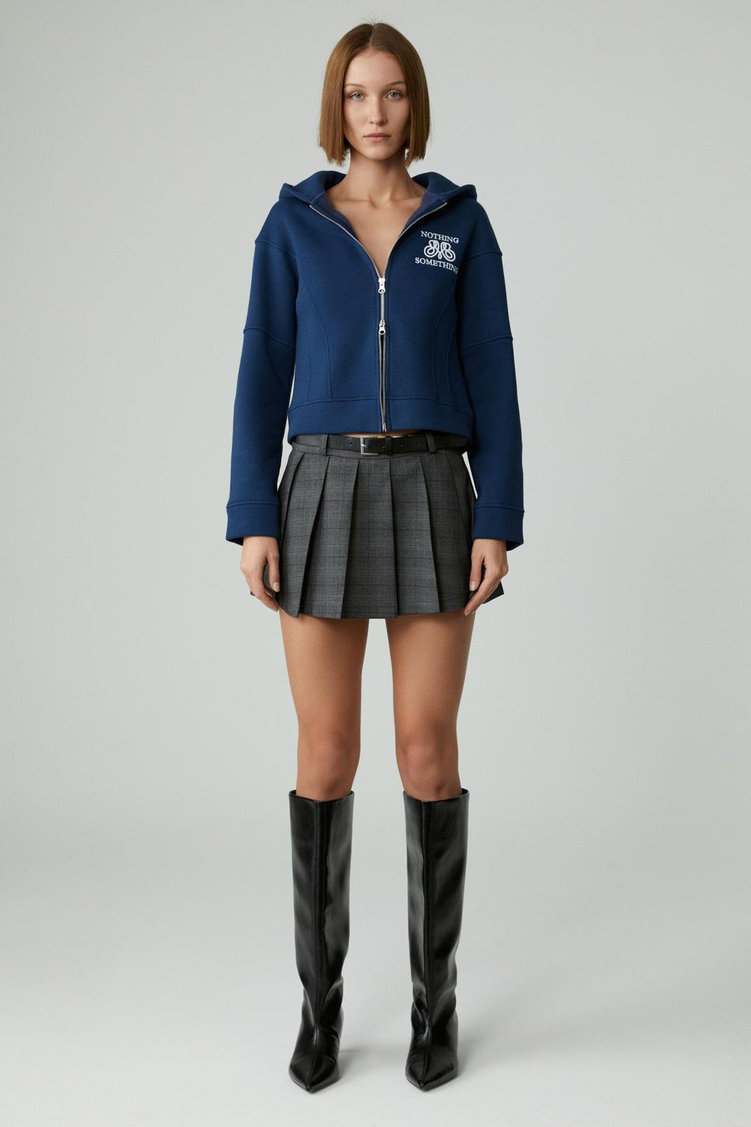 ROBINA Kadın Şardonlu Kapüşonlu Nakış Detaylı Lacivert Sweatshirt