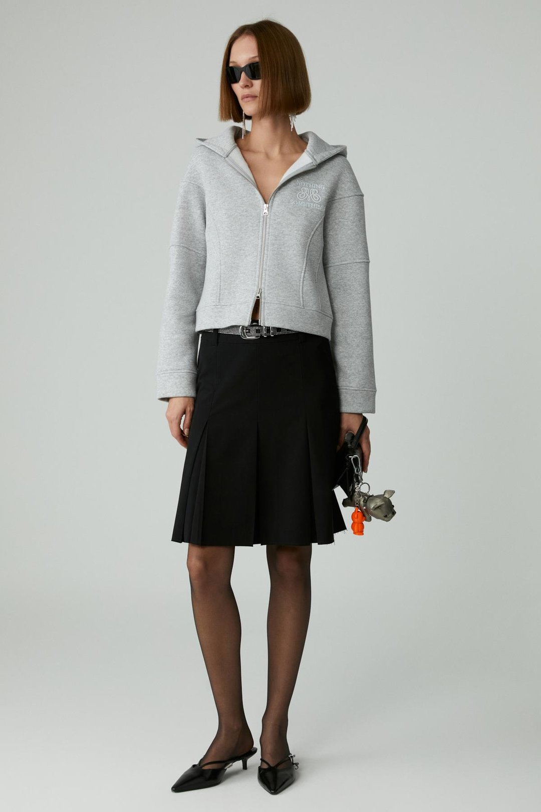 ROBINA Kadın Şardonlu Kapüşonlu Nakış Detaylı Grimelanj Sweatshirt