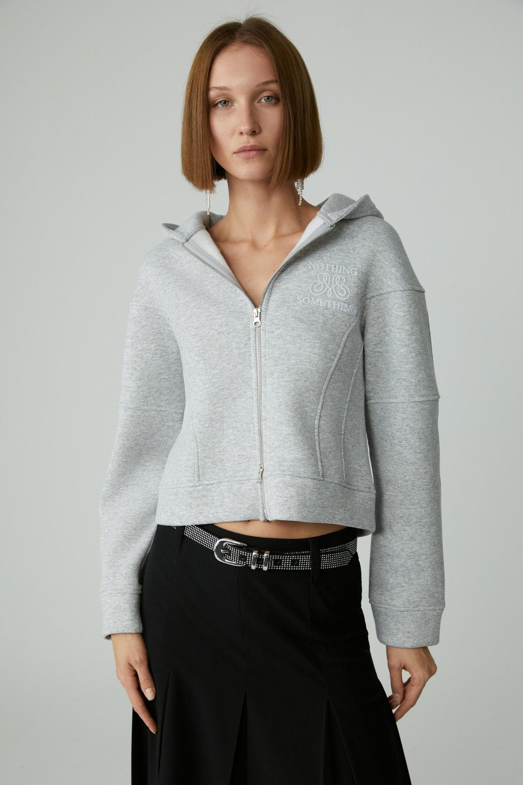 ROBINA Kadın Şardonlu Kapüşonlu Nakış Detaylı Grimelanj Sweatshirt