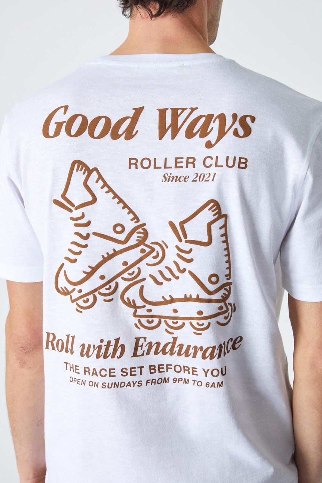 ROLL Erkek Baskı Detaylı %100 Organik Pamuklu Comfort Fit Beyaz T-Shirt