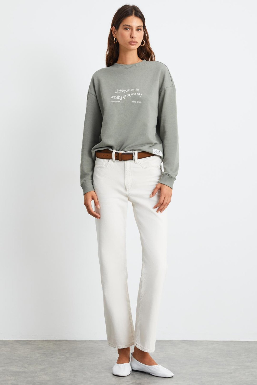 RONJA Relaxed Oversize Açık Yeşil Tekli Sweatshirt