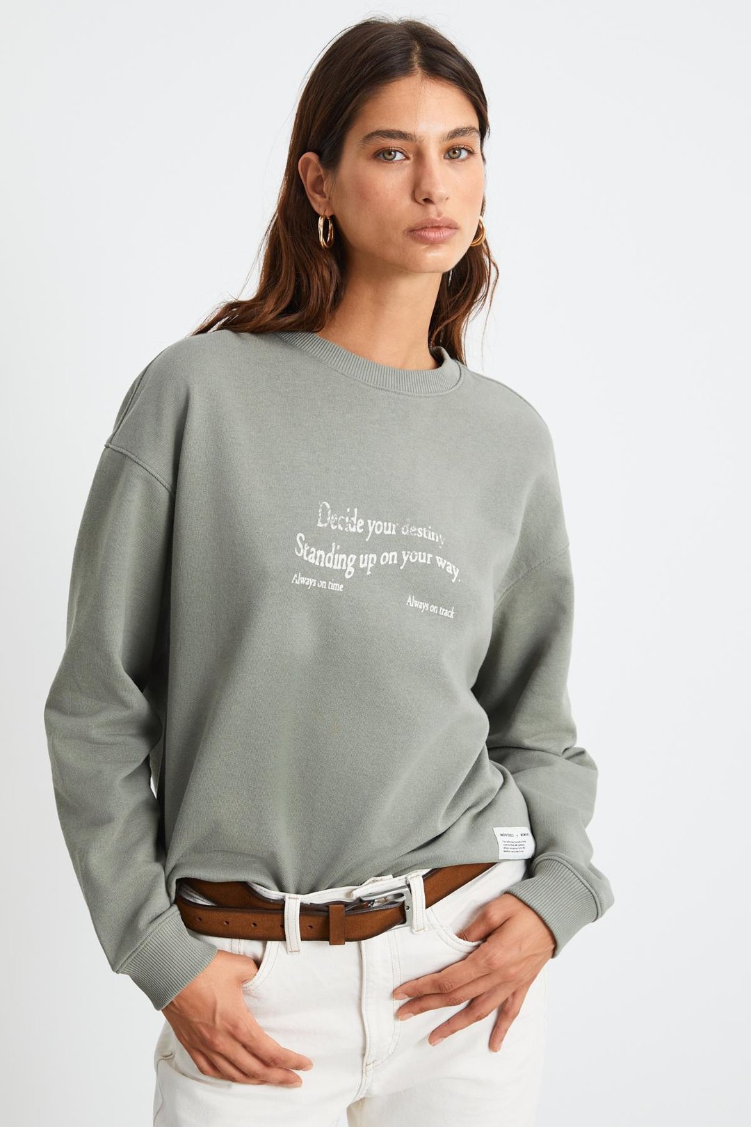 RONJA Relaxed Oversize Açık Yeşil Tekli Sweatshirt