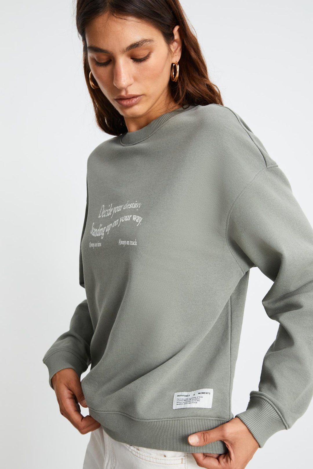 RONJA Relaxed Oversize Açık Yeşil Tekli Sweatshirt