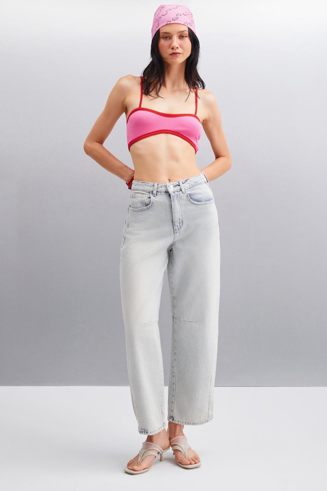 ROSALINDA Crop Crop Pembe Tekli Büstiyer