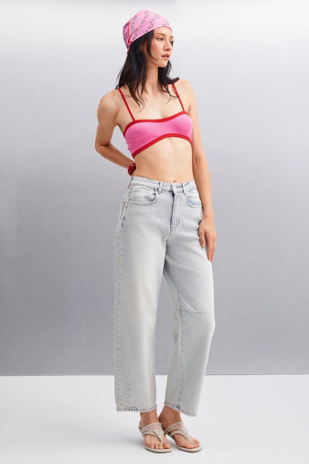 ROSALINDA Crop Crop Pembe Tekli Büstiyer