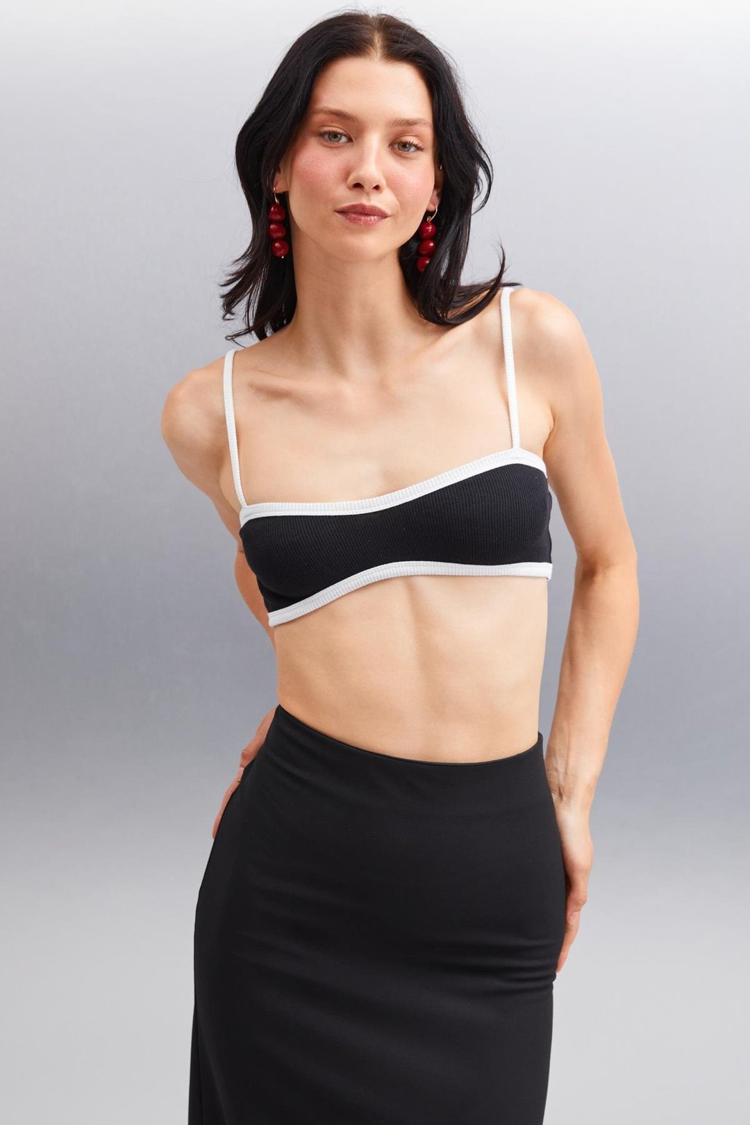 ROSALINDA Crop Crop Siyah Tekli Büstiyer