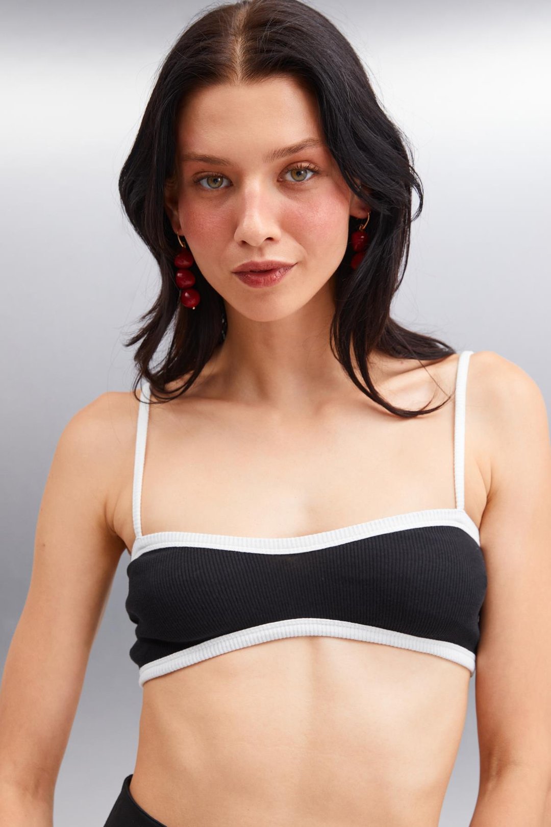 ROSALINDA Crop Crop Siyah Tekli Büstiyer