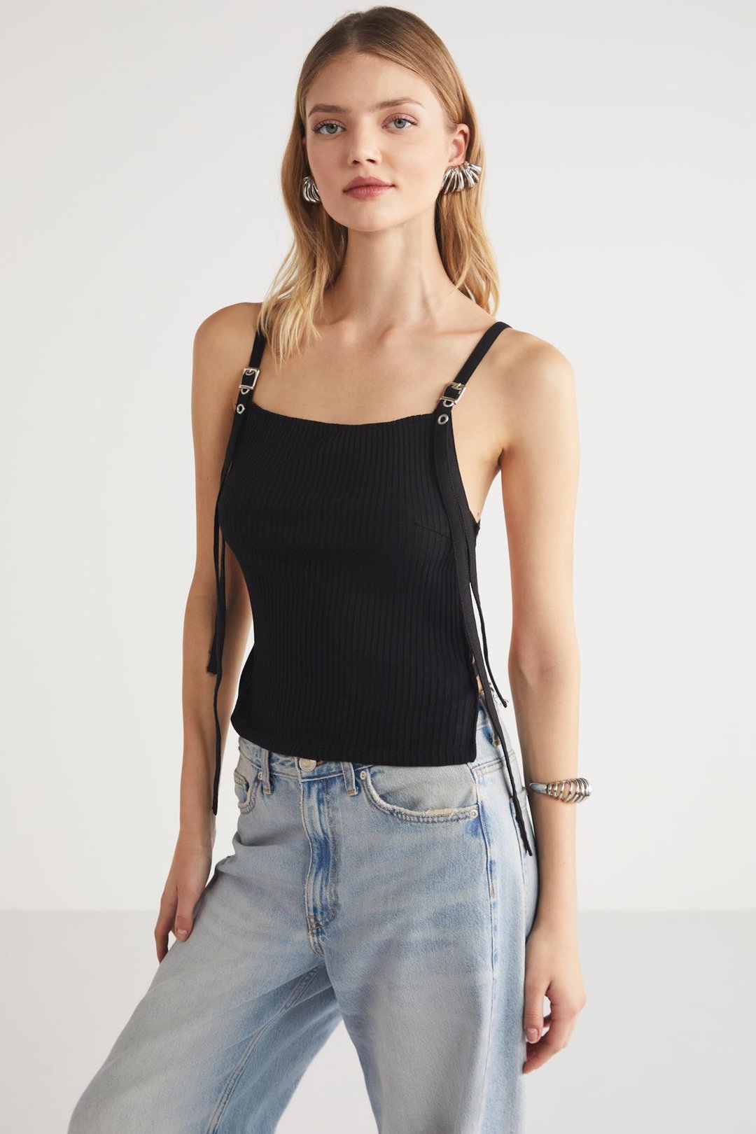 ROUELA Kadın Slim Siyah Tekli Bluz