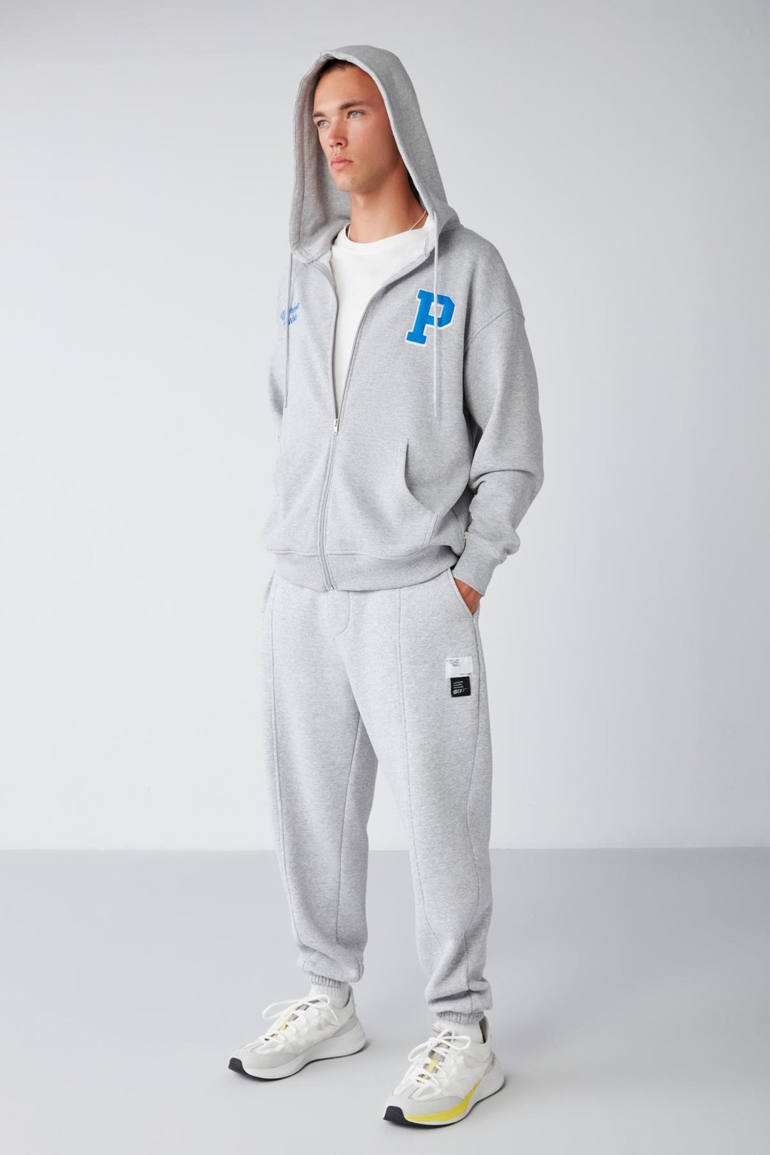 ROWAN Erkek Organik Pamuklu Relaxed Fit İçi Polarlı Süs etiketli Jogger Grimelanj Eşofman Altı