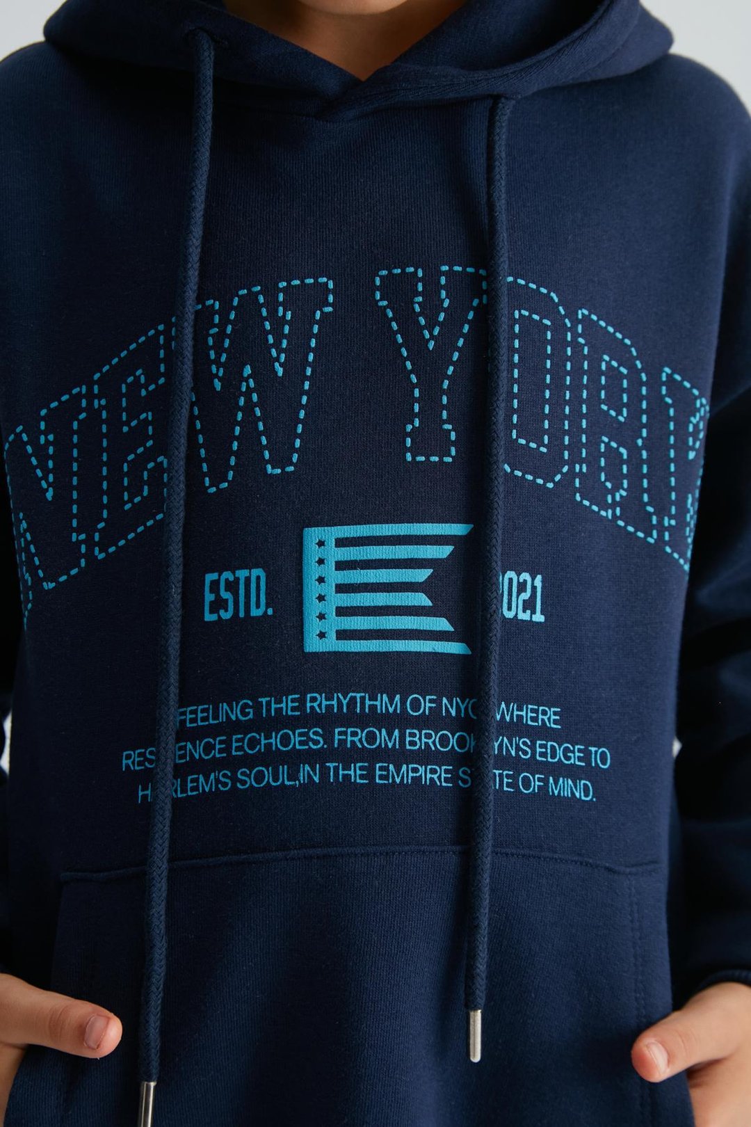 ROY Erkek Çocuk %100 Pamuk Kapüşonlu Lacivert Sweatshirt