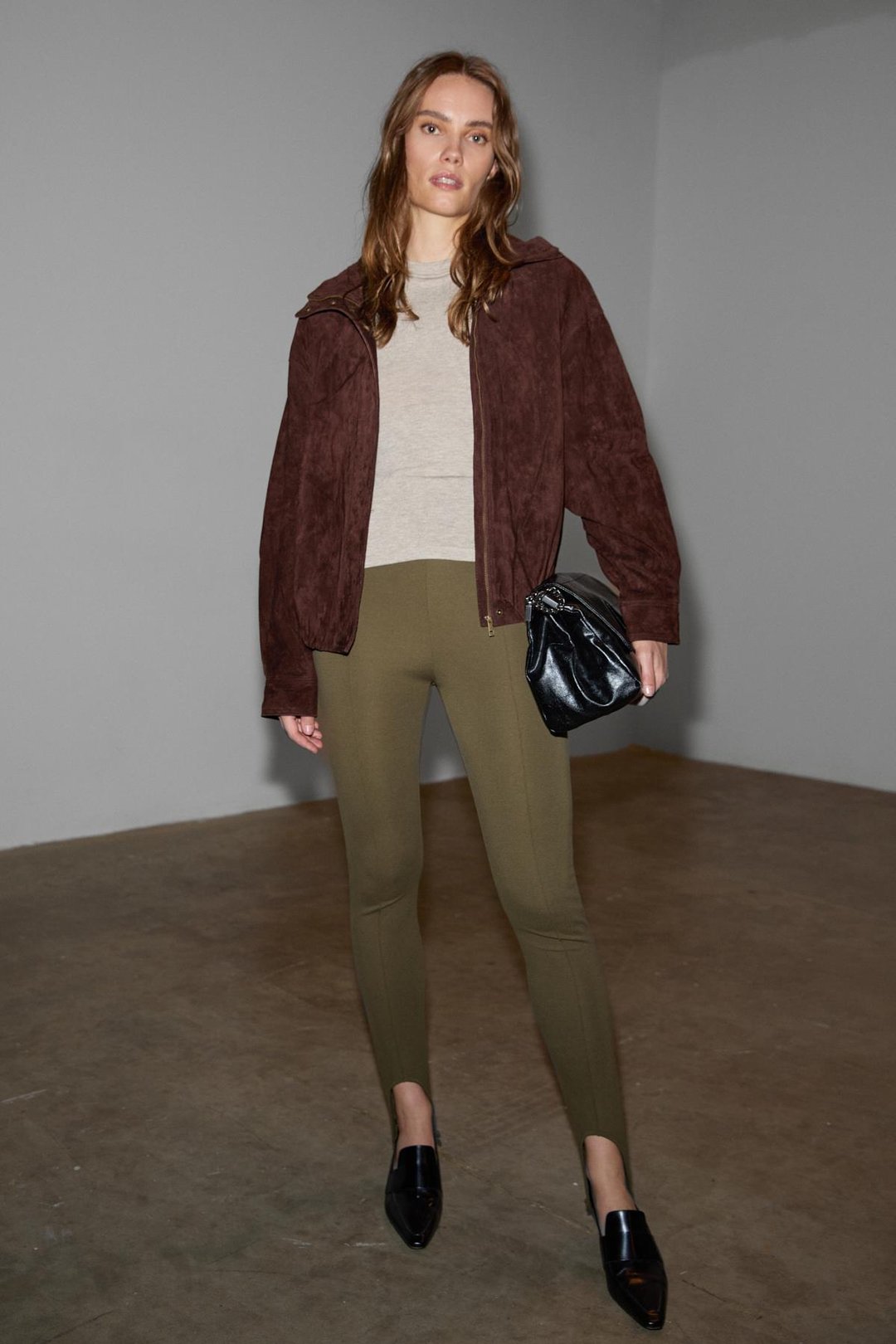 RYSANNE Kadın Esnek Kumaşlı Slim Fit Paçası Lastik Detaylı Haki Pantolon