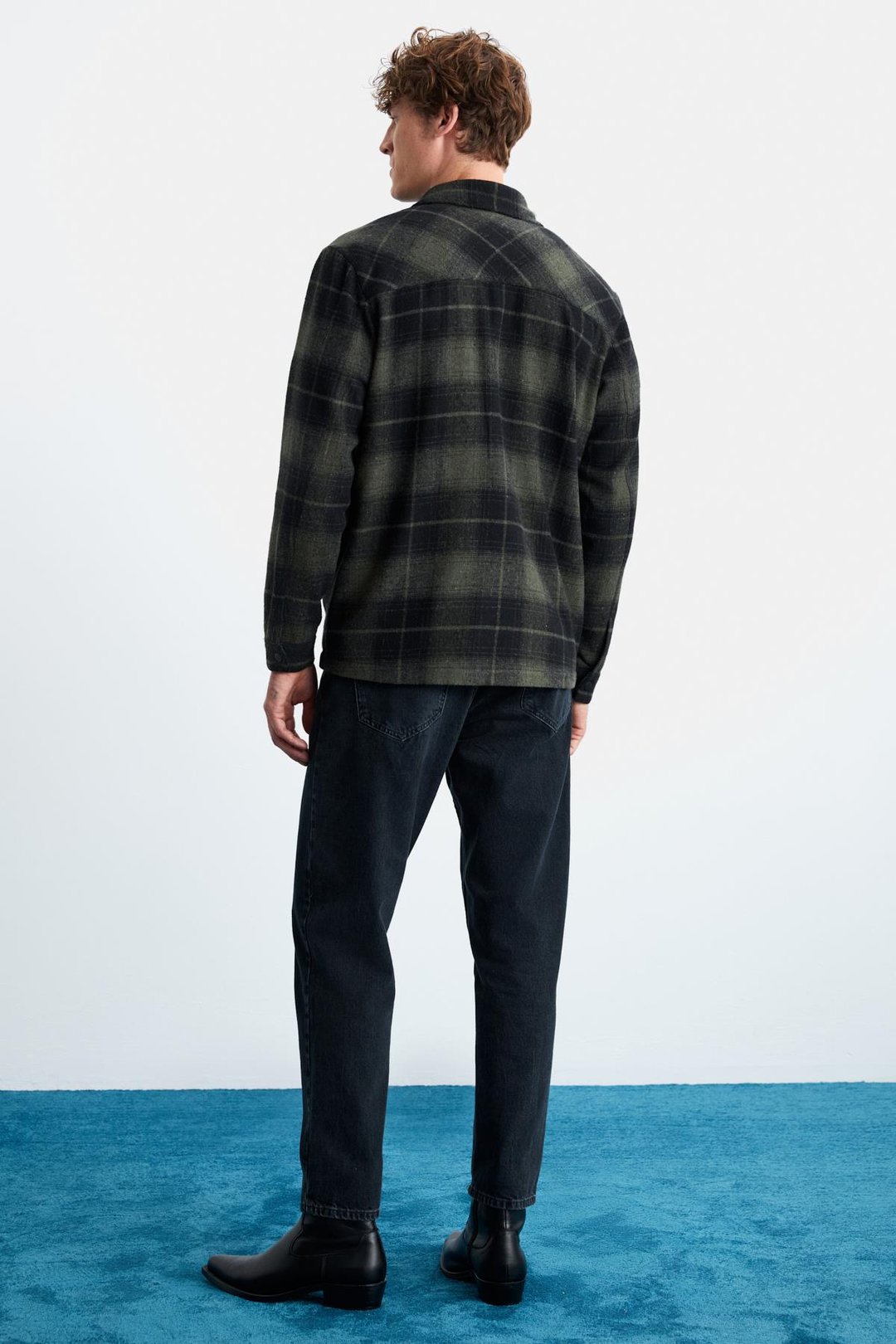 Sagan Erkek Relaxed Fit Rahat Kalıp Oduncu Gömlek Yaka Sıcak Tutan Haki Gömlek