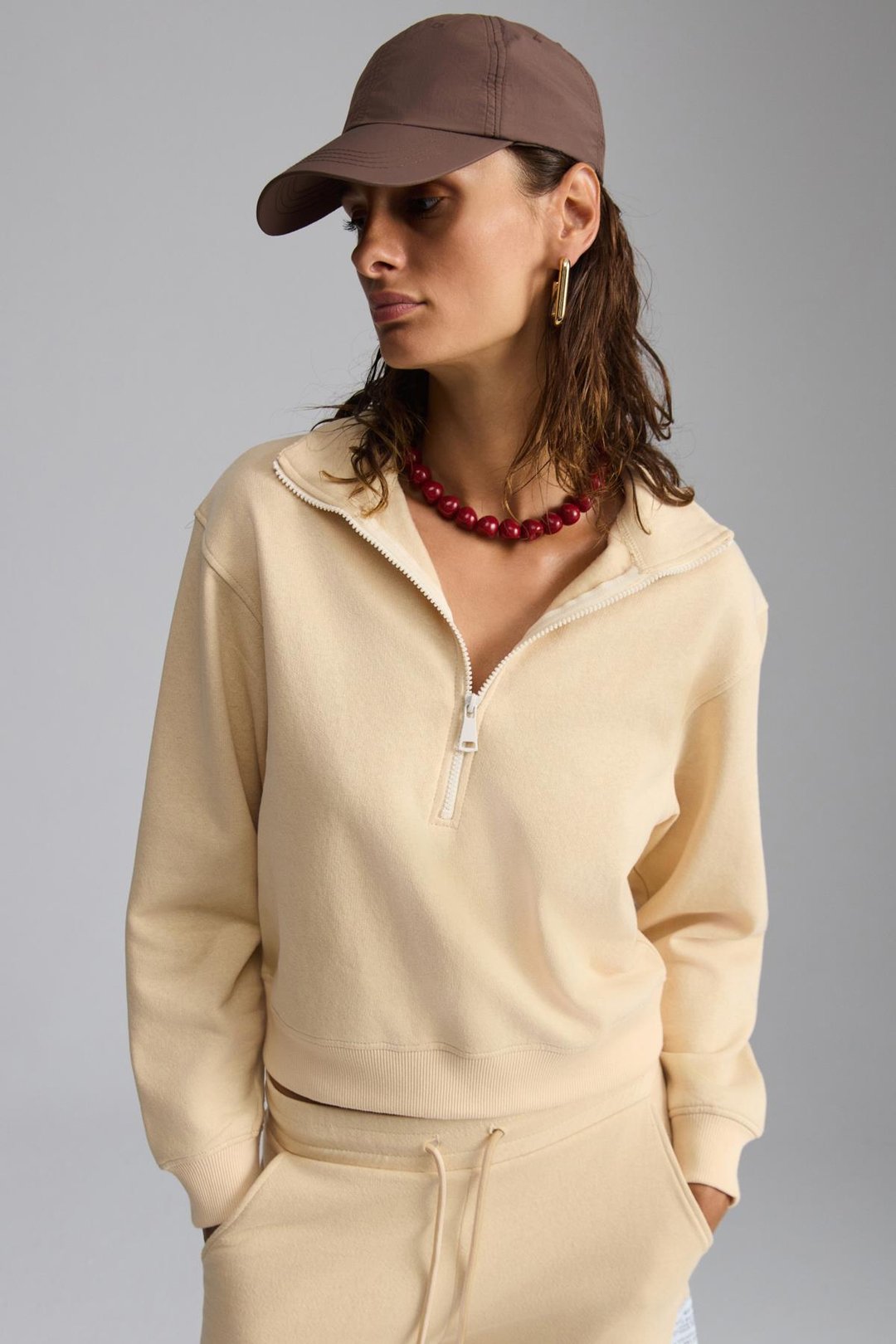 SAILENIS Basic Regular Krem Tekli Sweatshirt