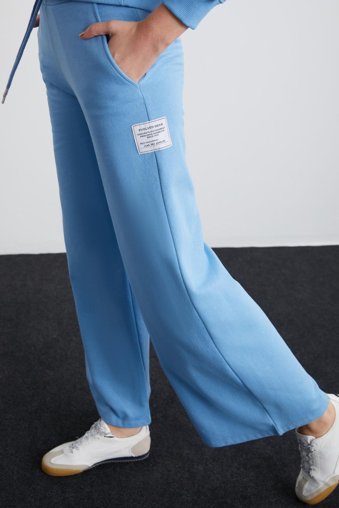 SAILENIS Kadın Yumuşacık İçi Şardonlu Organik Pamuk Yarım Fermuarlı Regular Mavi Sweatshirt