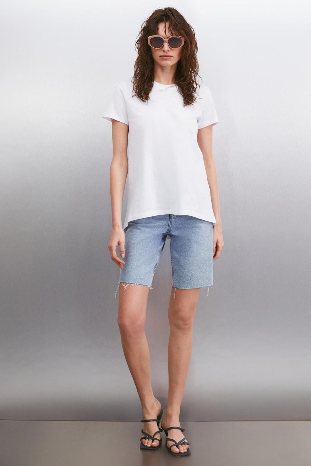 SAMANTHA Kadın Comfort Fit %100 Organik Pamuklu Basic Örme Beyaz T-Shirt